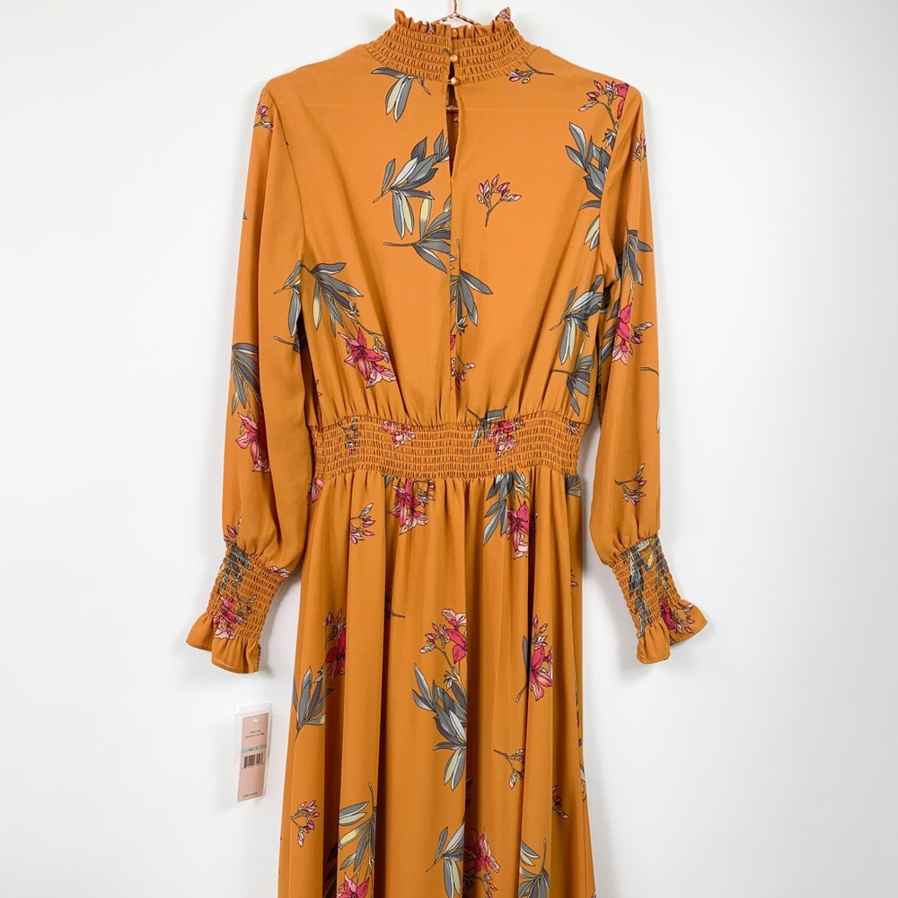 Nanette Lepore Mustard Floral High-Low Dress